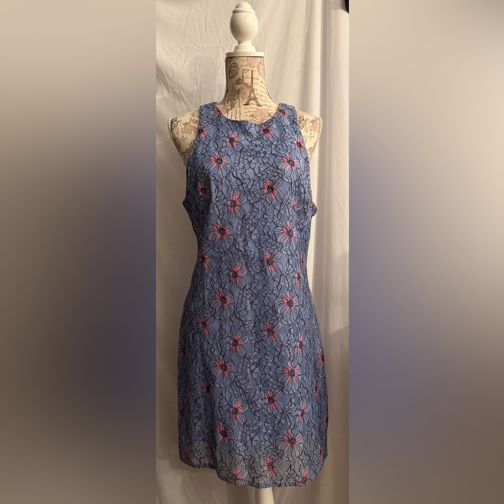 Avec Les Filles Blue and Pink Lace Dress